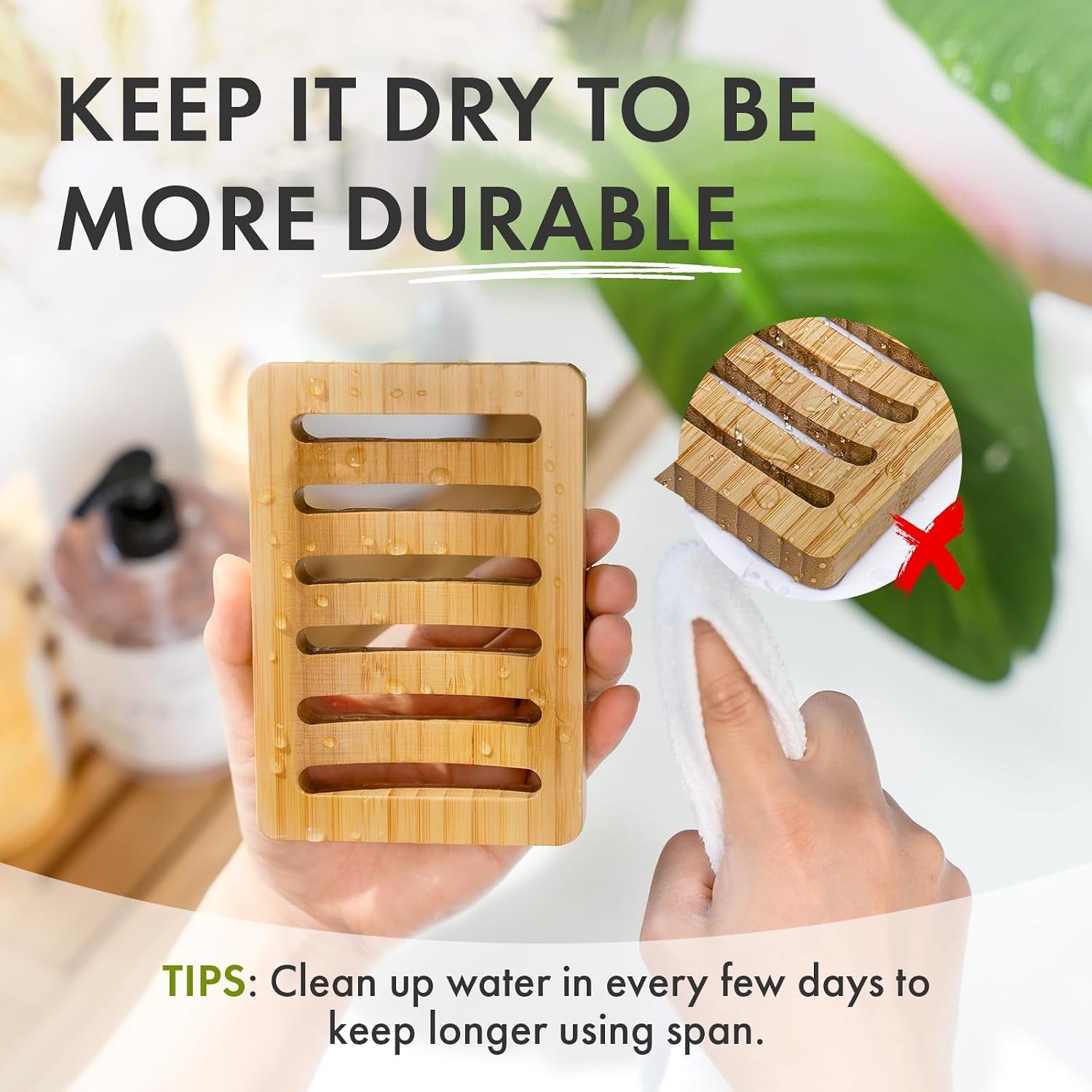 Soap Holder, Bamboo Soap Dish, Wooden Soap Holder Soap Dish, 2 Pack Bamboo Soap Holder, Soap Dishes for Bar Soap, Wooden Soap Tray, Kitchen Soap Tray Self Draining (Wooden Color)