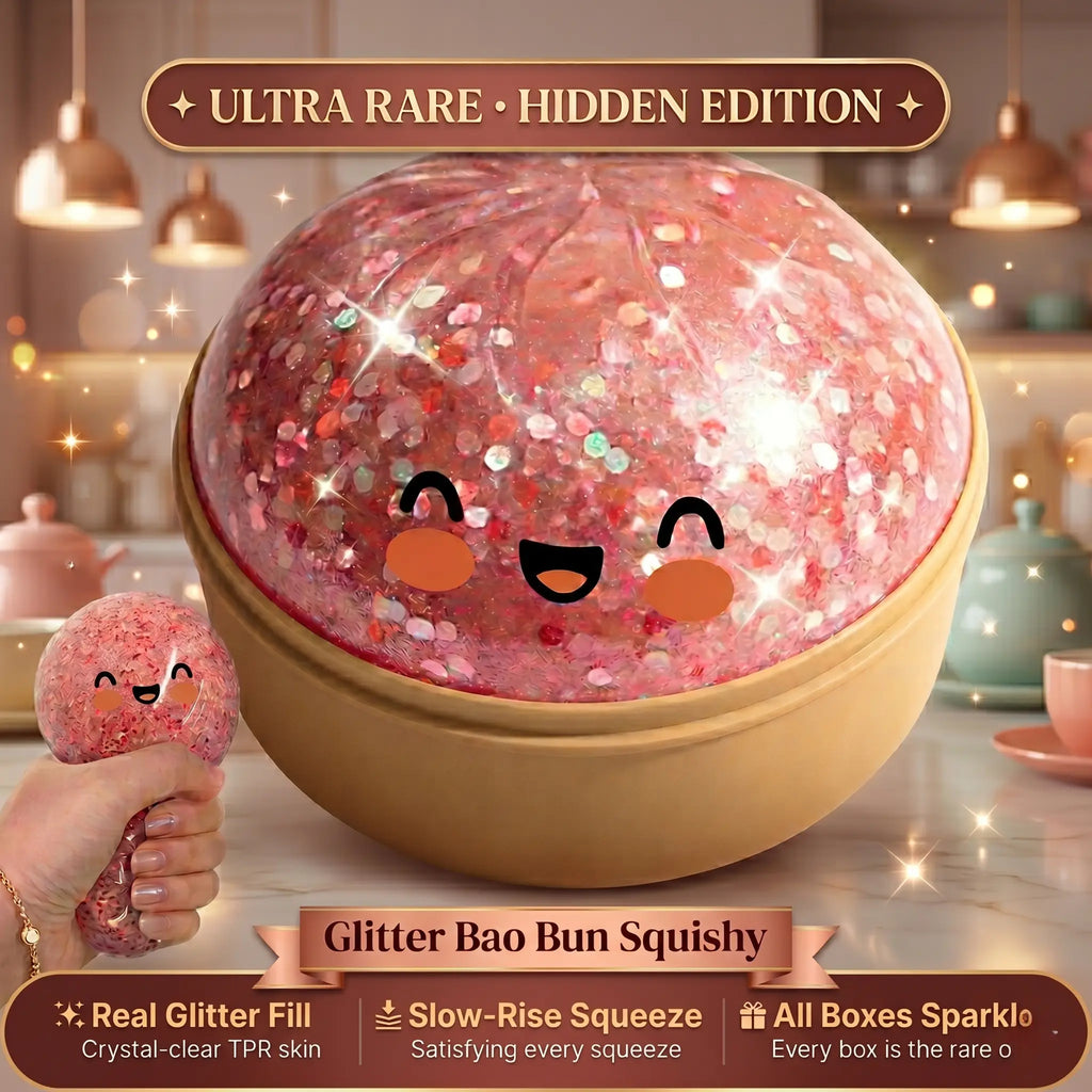Viral Dumpling Squishy ULTRA RARE Pearl Pink Glitter Hidden Edition | Squishy Dumpling Slow Rise Stress Relief Fidget Toy Soft TPR Squeeze Ball ASMR Sensory Gift Cute Blind Box Squishy Butter Feel Hand Toy Relaxing Squeeze Toy S Food
