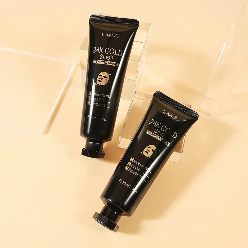24K Gold Snail Peel off Mask Powerful Pore Cleaner Blackhead & Dirt Remover Detoxifying Facial Shining Skin Care 50G