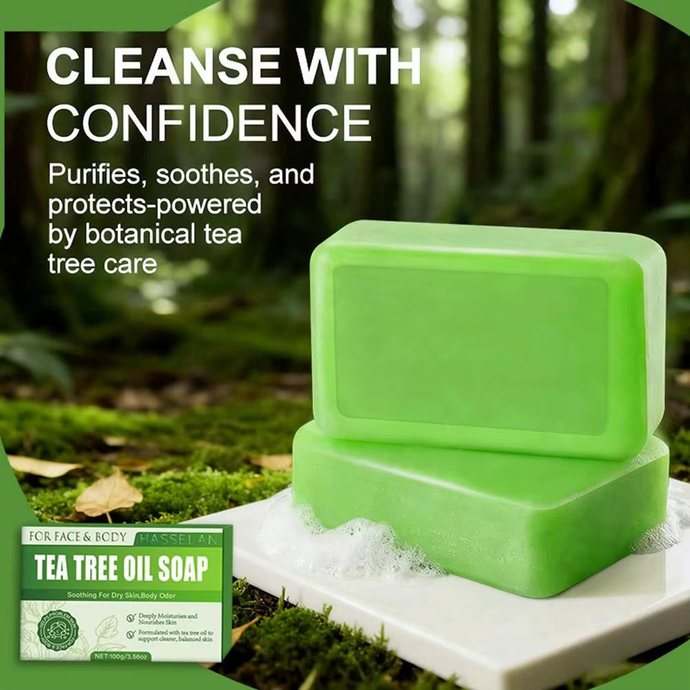 Tea Tree Soap for Face & Body Acne, 100G Tea Tree Oil Soap Bar for Face & Body Natural Skin Cleanser for Oily, Dry & Itchy Skin