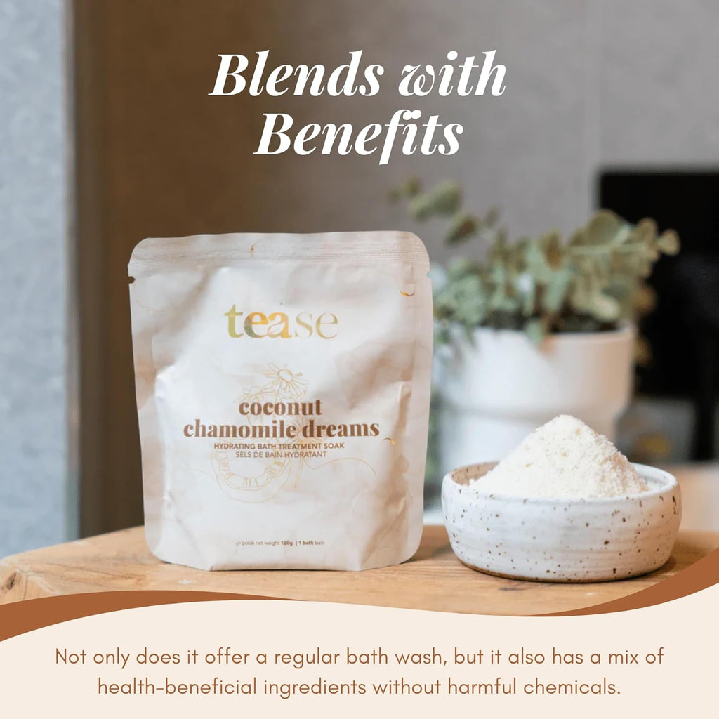 Tea Chamomile Bath Salt - Coconut Chamomile Dreams Bath Soak, Hydrating and Moisturizing Bath Soak, Organic Bubble Bath for Women with Coconut Oil