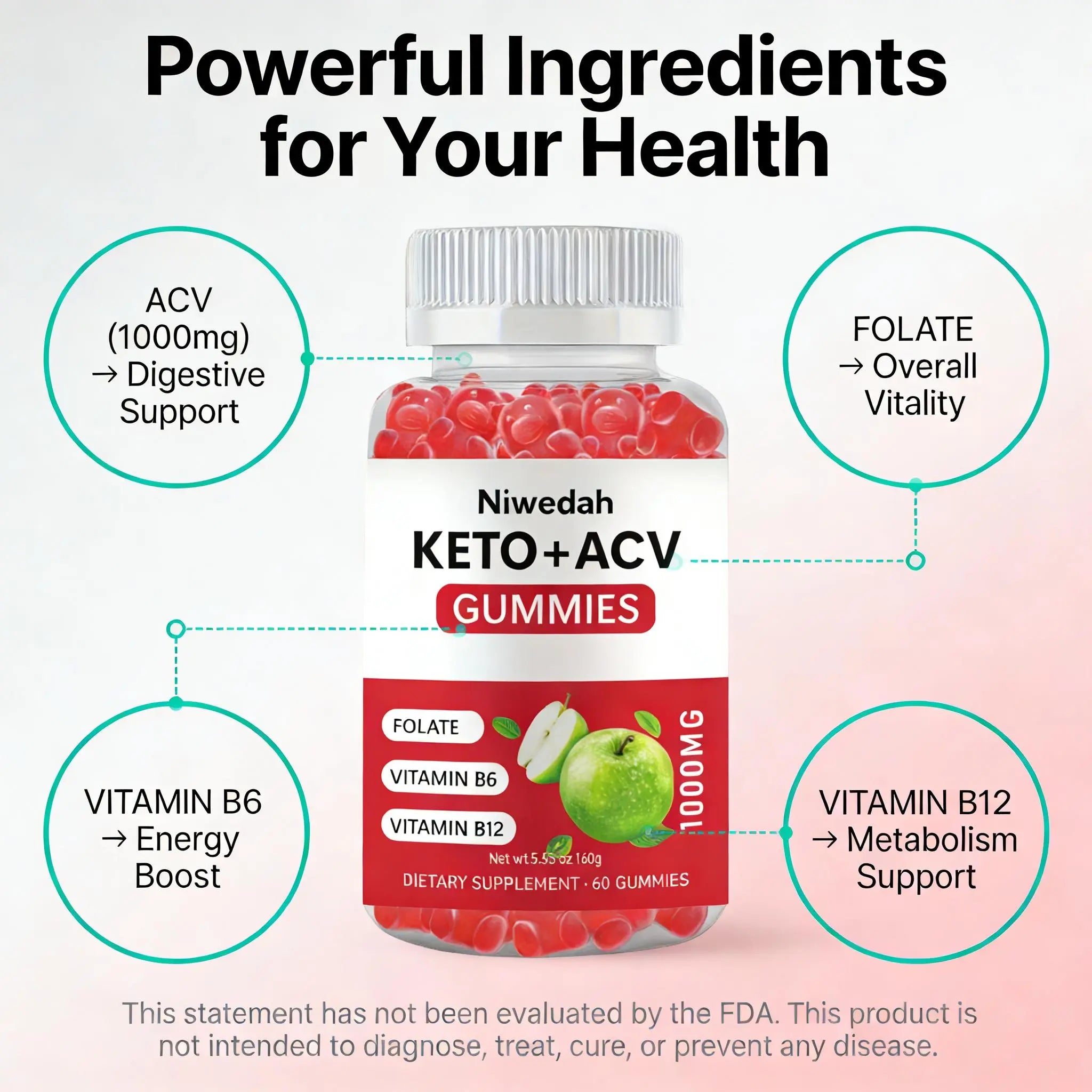 Apple Cider Vinegar Gummies | Daily Wellness Support, Metabolism & Digestive Support, Easy-To-Take ACV Alternative