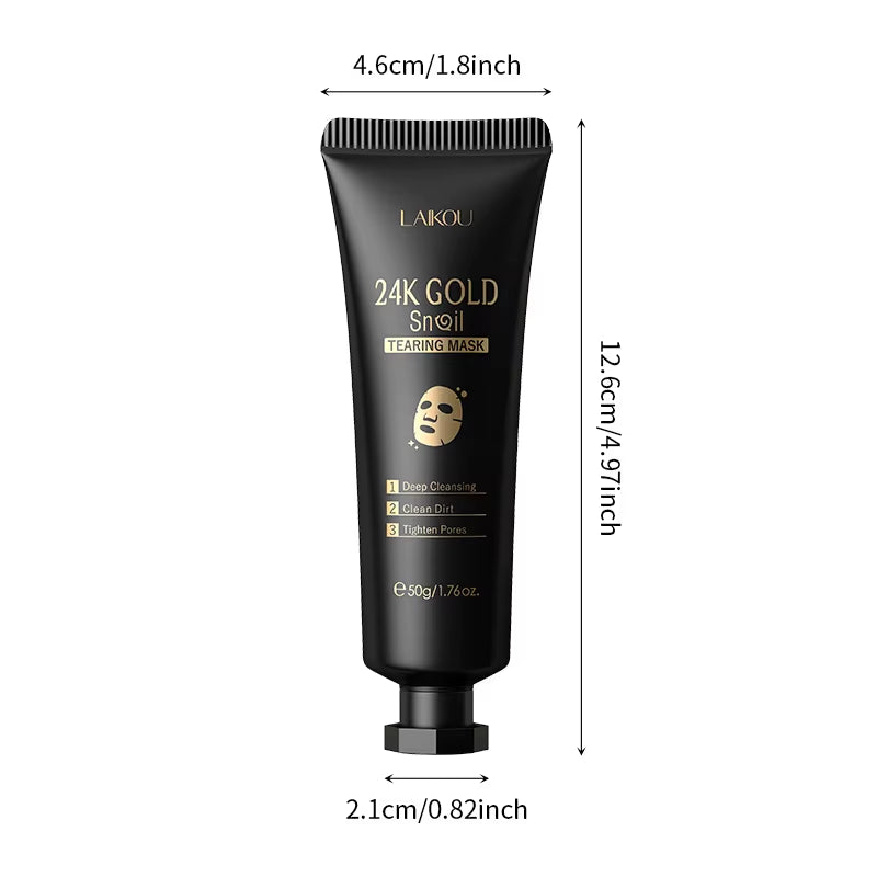 24K Gold Snail Peel off Mask Powerful Pore Cleaner Blackhead & Dirt Remover Detoxifying Facial Shining Skin Care 50G