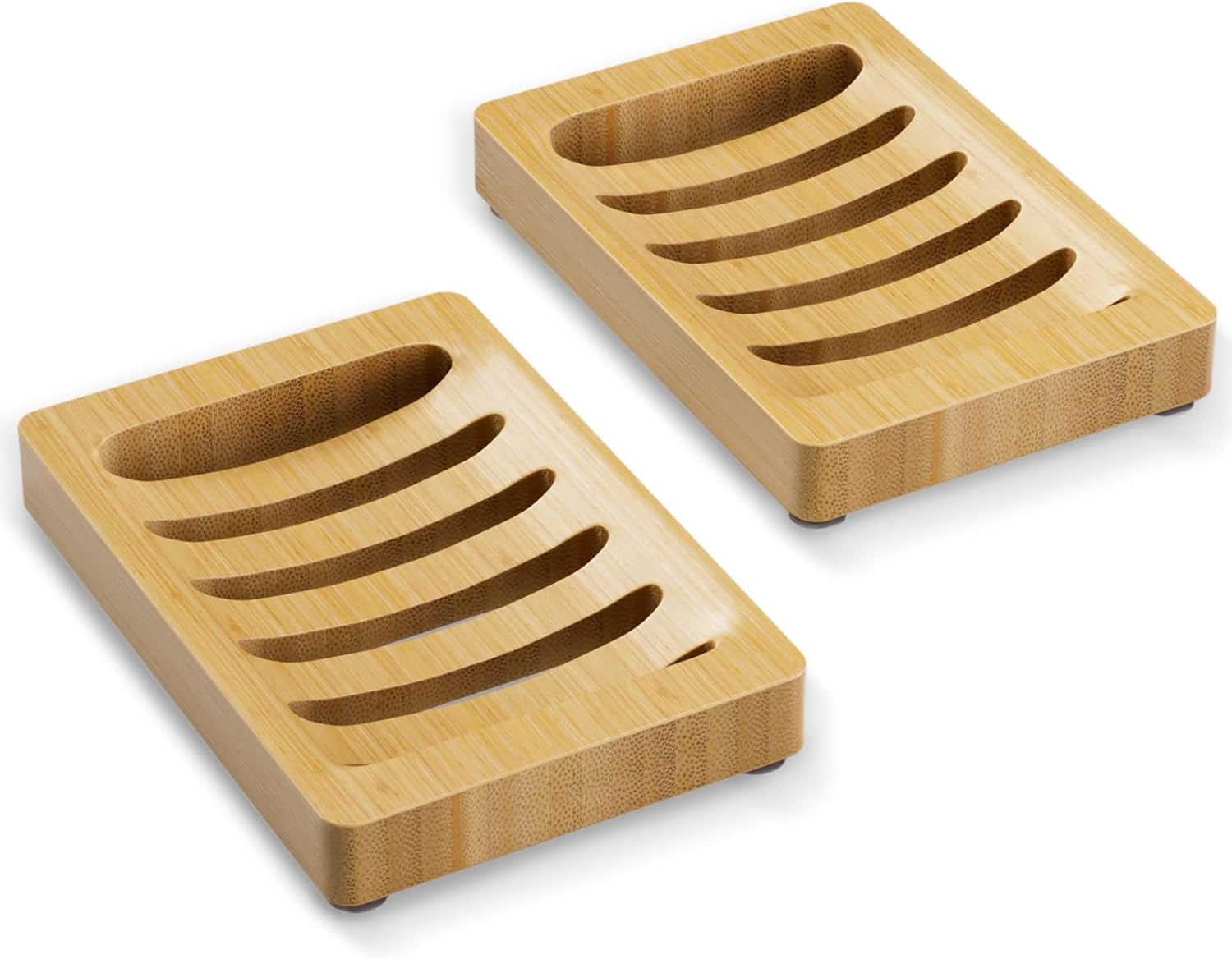 Soap Holder, Bamboo Soap Dish, Wooden Soap Holder Soap Dish, 2 Pack Bamboo Soap Holder, Soap Dishes for Bar Soap, Wooden Soap Tray, Kitchen Soap Tray Self Draining (Wooden Color)