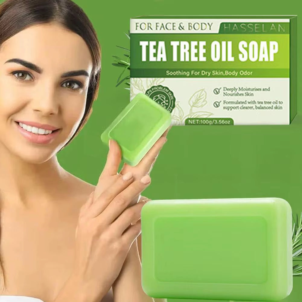 Tea Tree Soap for Face & Body Acne, 100G Tea Tree Oil Soap Bar for Face & Body Natural Skin Cleanser for Oily, Dry & Itchy Skin