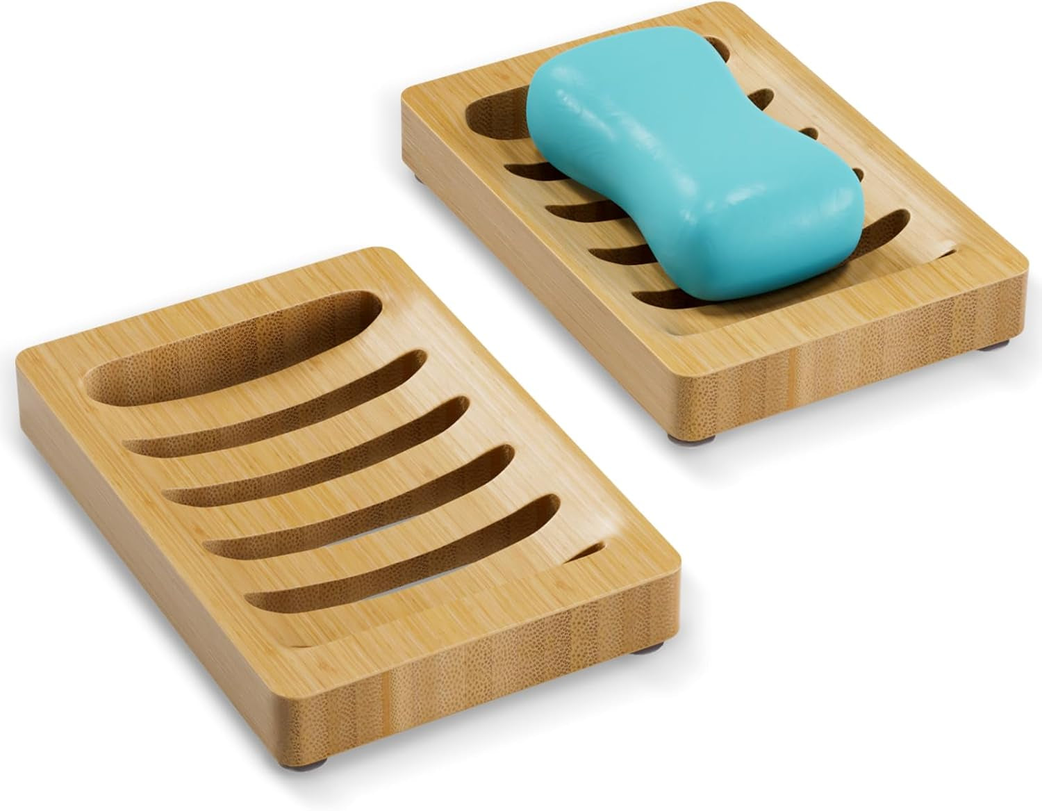 Soap Holder, Bamboo Soap Dish, Wooden Soap Holder Soap Dish, 2 Pack Bamboo Soap Holder, Soap Dishes for Bar Soap, Wooden Soap Tray, Kitchen Soap Tray Self Draining (Wooden Color)