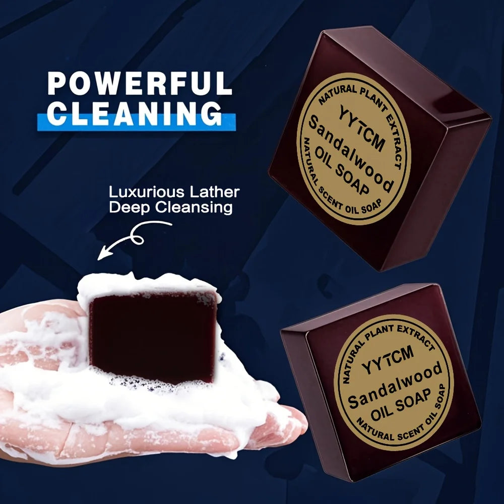 Sandalwood Soap, Men'S Fragrance Soap, Long-Lasting Light Fragrance, Bath, Hand-Washing, Face-Washing Soap, Gentle Skin Care, Gift-Giving, Personal Use 65G/Piece