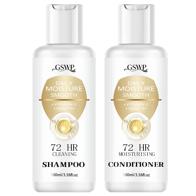 72-Hour Moisturising Shampoo and Conditioner Set, Enriched with Keratin for Deep Hydration, Ideal as a Gift. 100Ml + 100Ml