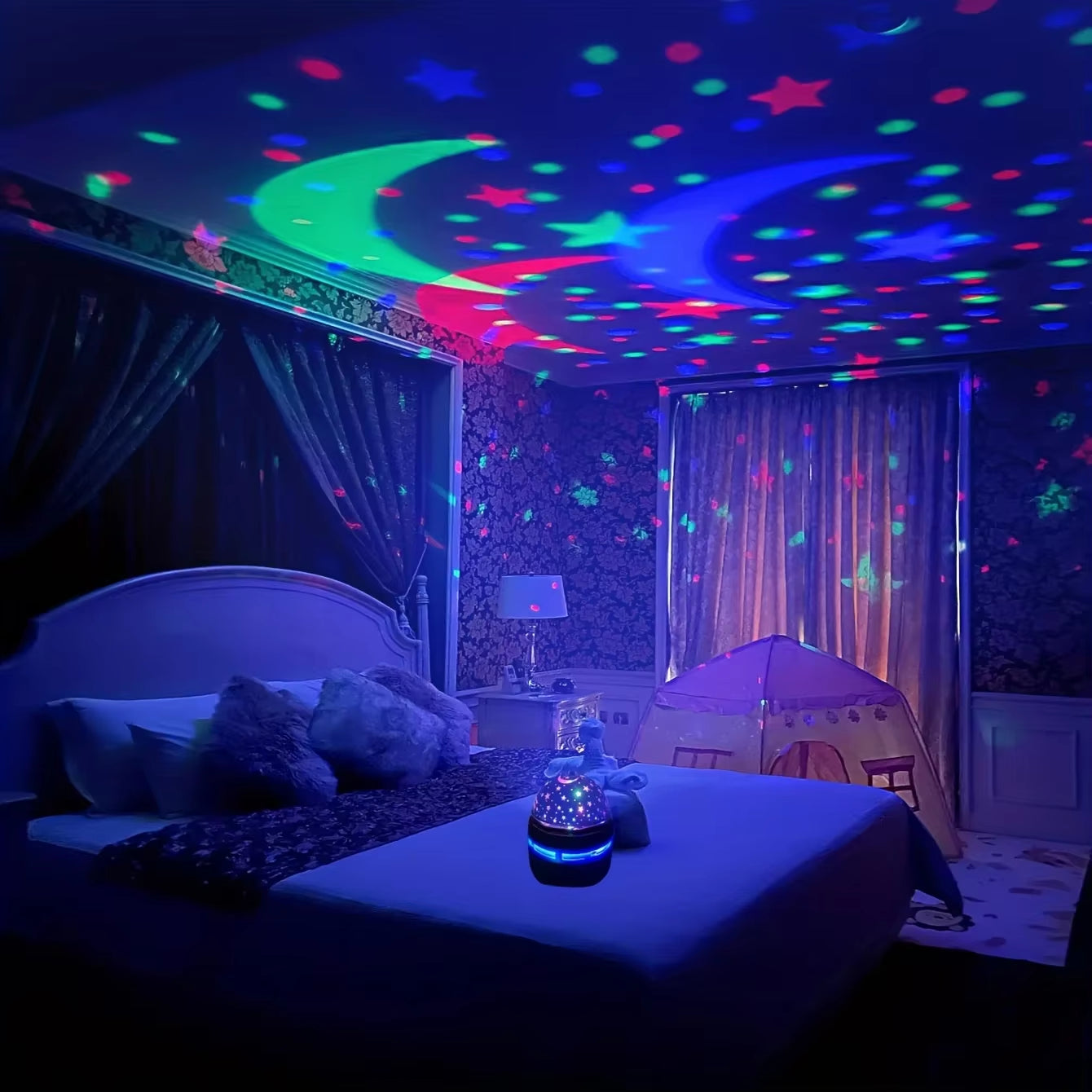 Colorful LED Starry Sky Projector Galaxy Light Magic Ball Moon Star Night Light Bedroom Atmosphere Lamp for Home Decoration