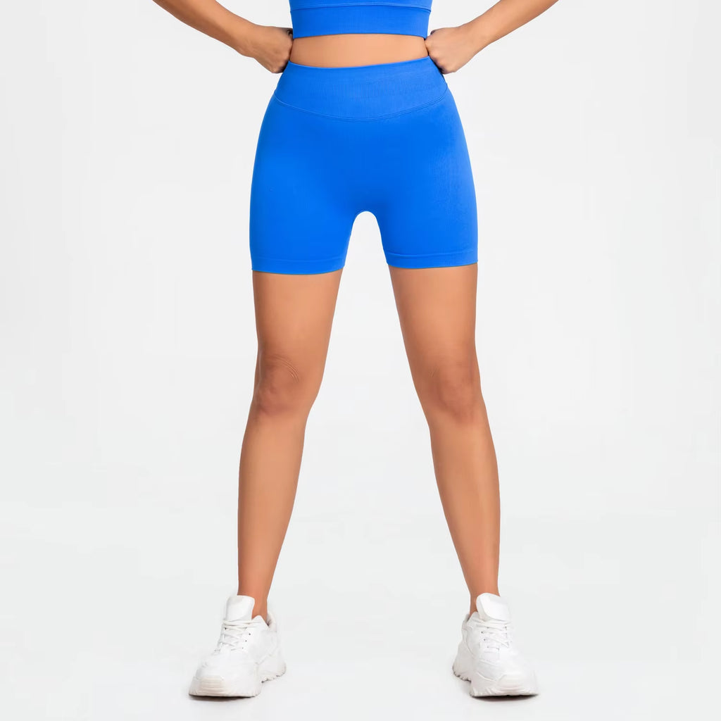 Impact Shorts 4.5" Women Fitness Sports Biker Shorts Low Ribbed Band Gym Workout Scrunch Butt Yoga Seamless Leggings