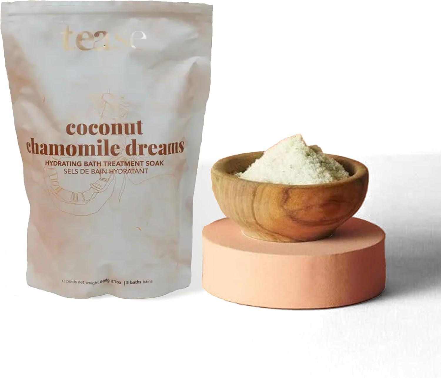 Tea Chamomile Bath Salt - Coconut Chamomile Dreams Bath Soak, Hydrating and Moisturizing Bath Soak, Organic Bubble Bath for Women with Coconut Oil