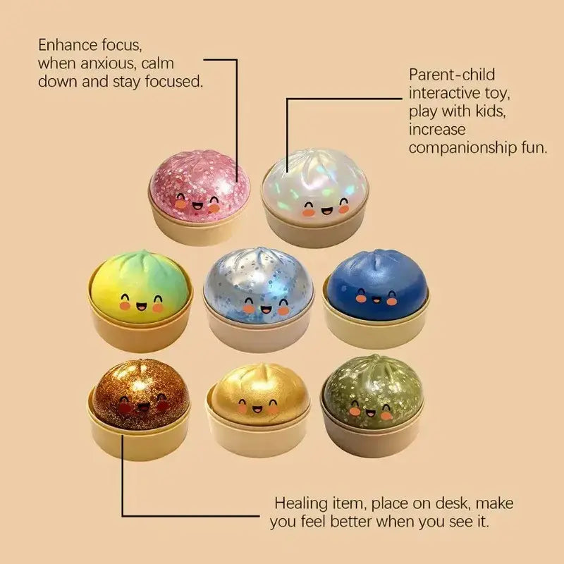 Viral Dumpling Squishy ULTRA RARE Pearl Pink Glitter Hidden Edition | Squishy Dumpling Slow Rise Stress Relief Fidget Toy Soft TPR Squeeze Ball ASMR Sensory Gift Cute Blind Box Squishy Butter Feel Hand Toy Relaxing Squeeze Toy S Food
