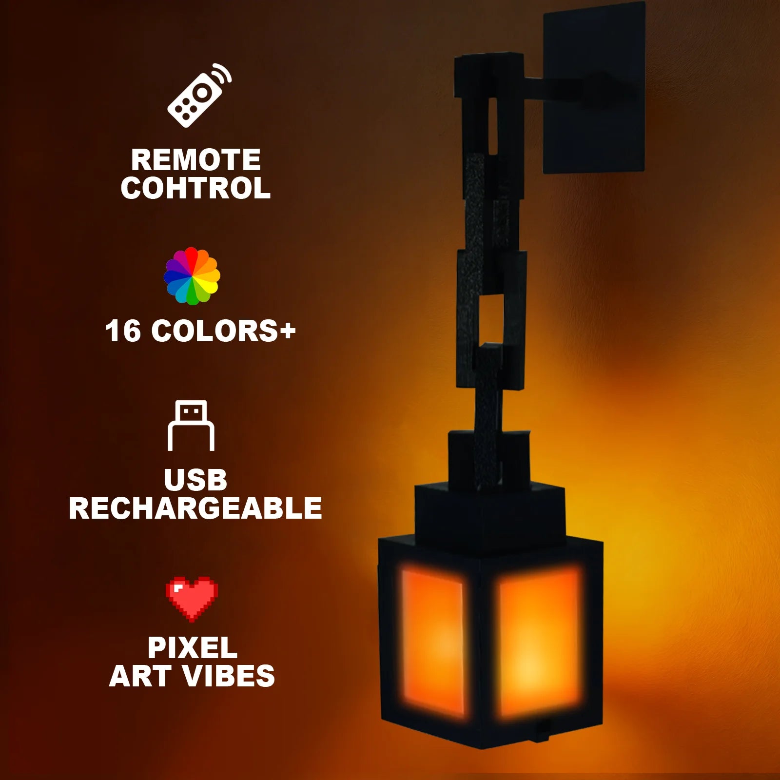 Pixel Style Car Ornament 16 Colors RGB Remote Control DIY Atmosphere Light Interior Decorative Night Light for Car Home