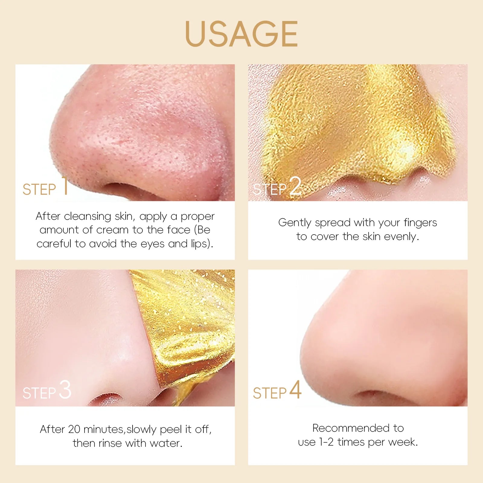 24K Gold Snail Peel off Mask Powerful Pore Cleaner Blackhead & Dirt Remover Detoxifying Facial Shining Skin Care 50G