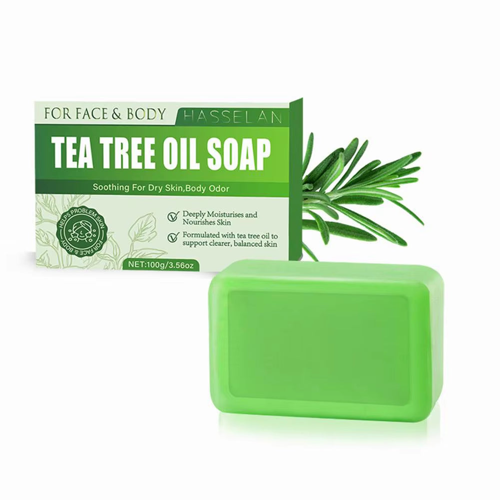 Tea Tree Soap for Face & Body Acne, 100G Tea Tree Oil Soap Bar for Face & Body Natural Skin Cleanser for Oily, Dry & Itchy Skin