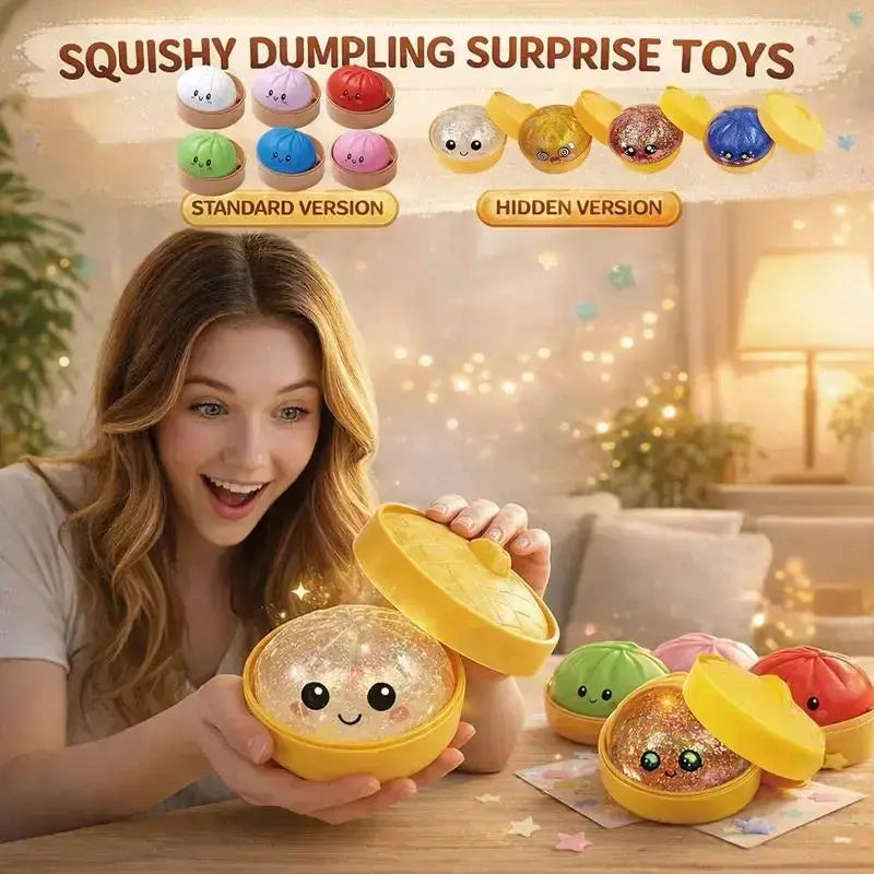 Glitter Series Expressive Big Dumpling Squishy - Blind Box, Mysecret Bun Fidget Toy, Soft TPR Material, Stress Relief, Unboxing Surprise, Rare Squishy Random Style per Pack. Perfect for Graduation, Great for Students to Exchange Gifts.
