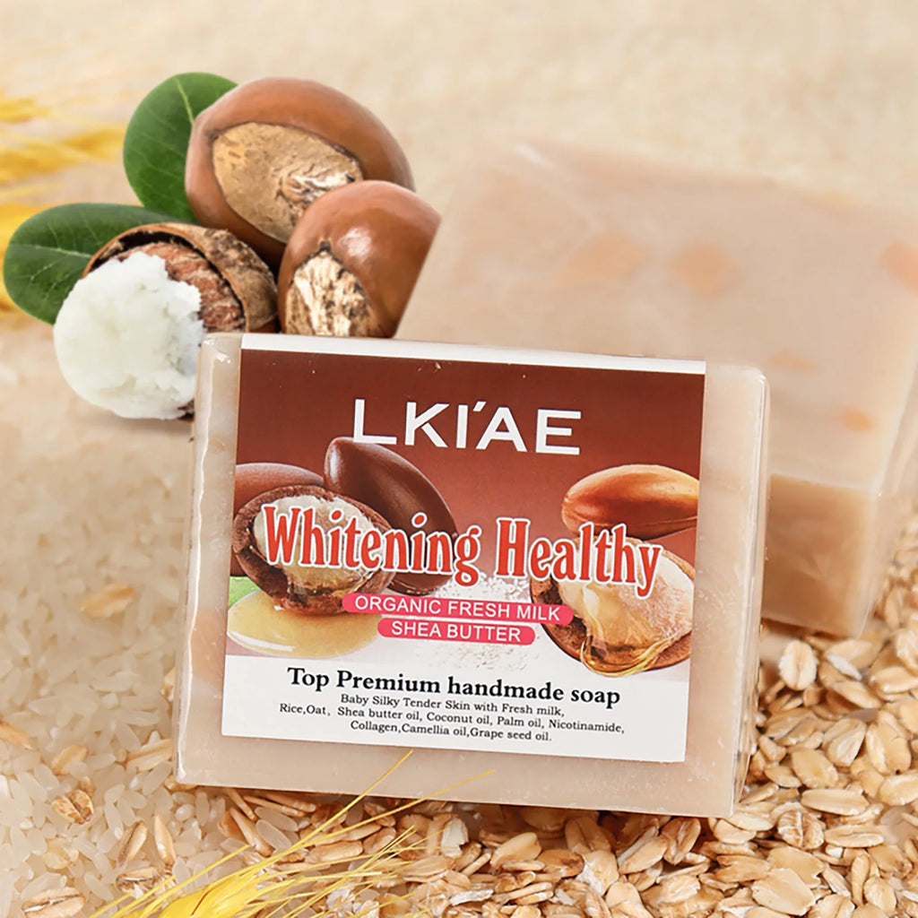 Organic Fresh Milk Whitening Soap Bar, Lighten, Improve Skin Elasticity, Handmade Soap for Face, Body and Hands, 150G/5.3 Oz